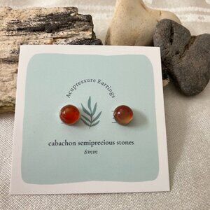 8MM Cabochon Carnelian Magnetic Earrings